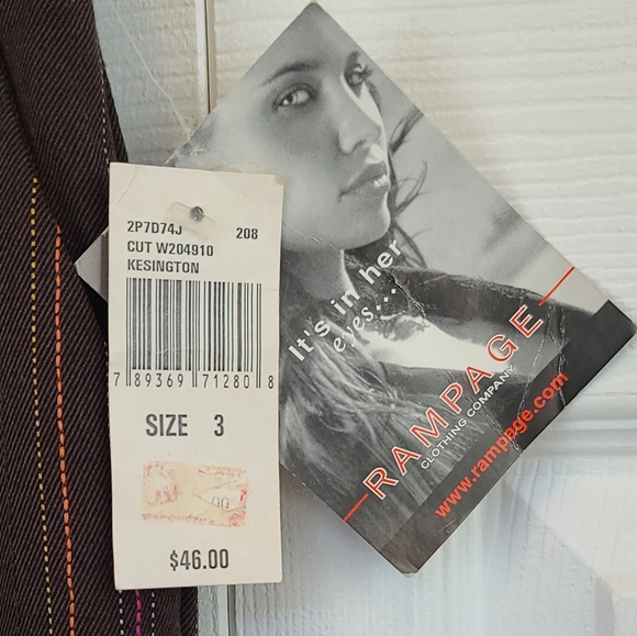 2/$30 ☆ NWT ☆ Rampage Brown Multi Stripe Kensington Cuffed Crop Size 3 - Picture 8 of 8